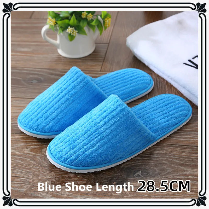 Disposable Hotel Spa Slippers – 5 Pairs Plush Cotton Slides