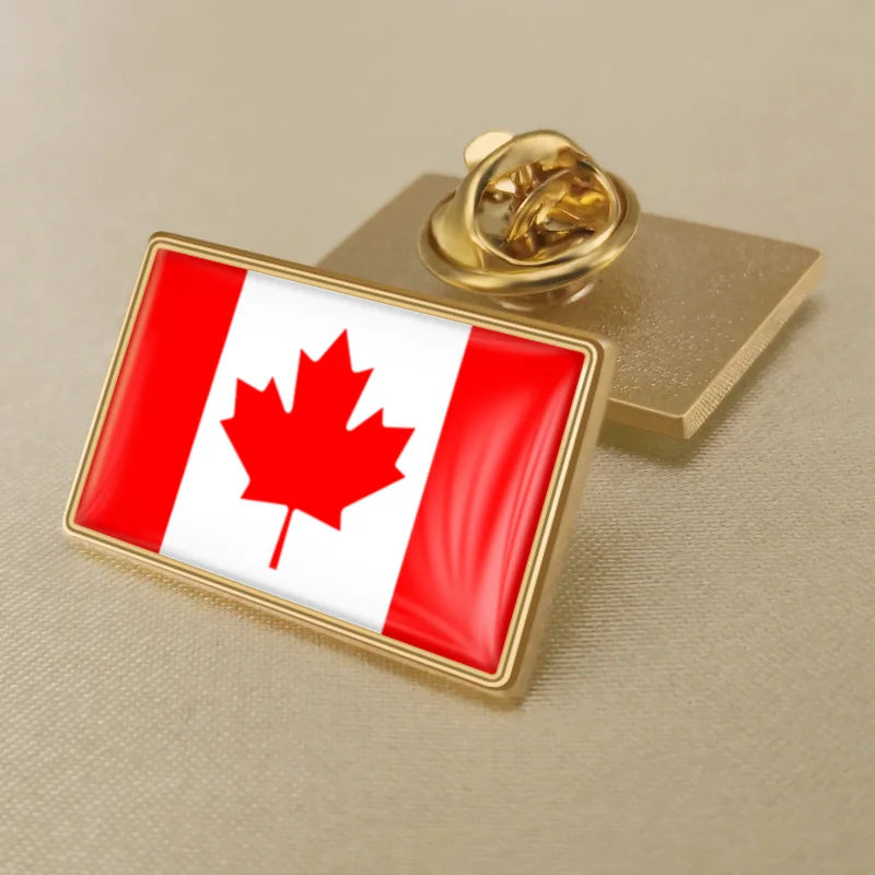 Canada Map Flag National Emblem Brooch - Lapel Pin Badge for Clothing & Official Use