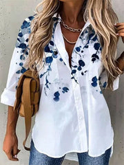 Women’s Open Front Printed Shirt– Casual All-Season Layer