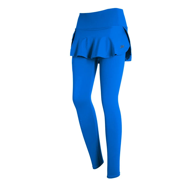High-Waist Yoga Leggings with Skirt – Push-Up & Pockets