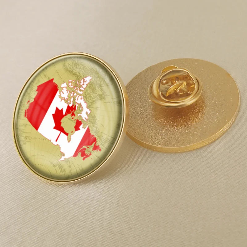 Canada Map Flag National Emblem Brooch - Lapel Pin Badge for Clothing & Official Use