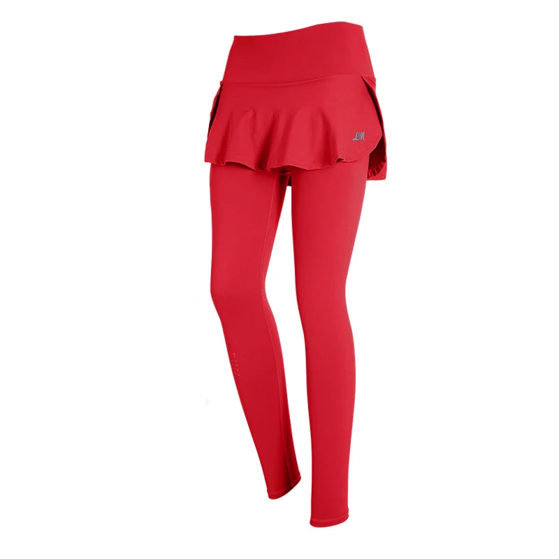 High-Waist Yoga Leggings with Skirt – Push-Up & Pockets