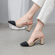 Women's Low-Heel Square-Toe Slingback Pumps | OWNLUXE