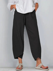 Women's Vintage Print Cargo Pants - High Waist Straight Leg Trousers