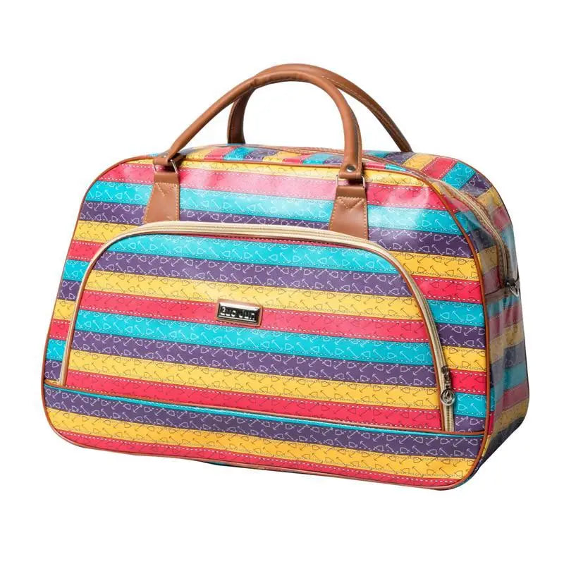 Women's PU Leather Travel Duffle Bag – Geometric Design Weekender