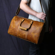 Genuine Leather Travel Duffel Bag – Cowhide Carryall