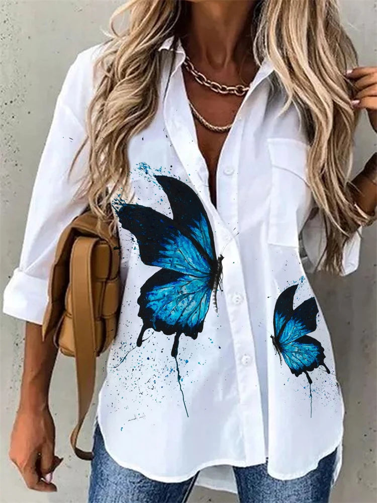 Casual All-Season Open-Front Jacket – Printed Broadcloth with Full-Length Sleeves