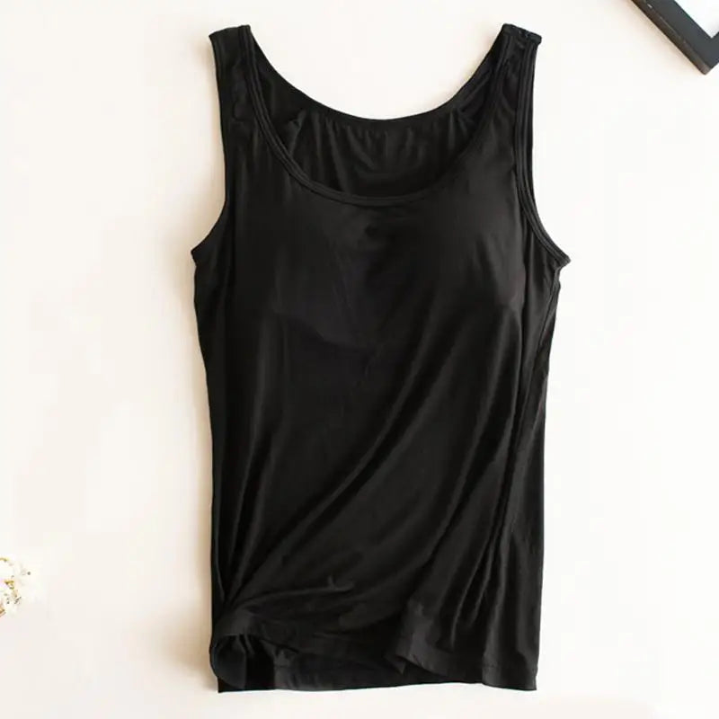 Women’s Padded Camisole with Built-In Bra – Modal Stretch Tank