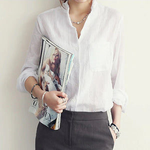 Elegant Women's Casual Top – Pleated Cotton-Spandex Blouse