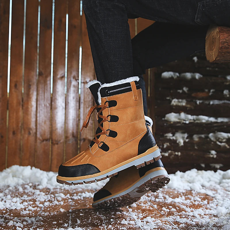 Unisex Plush-Lined Midi Winter Boots - Leather & Grip