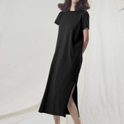 Short-Sleeve Cotton Midi Dress | OWNLUXE