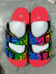 Women’s Buckle Slide Sandals – Lightweight Mixed Color Flats
