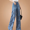 High-Waist Denim Lace Patchwork Pants | OWNLUXE