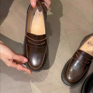 Classic Mary Jane Flats – Split Leather Slip-On Shoes for Casual Comfort