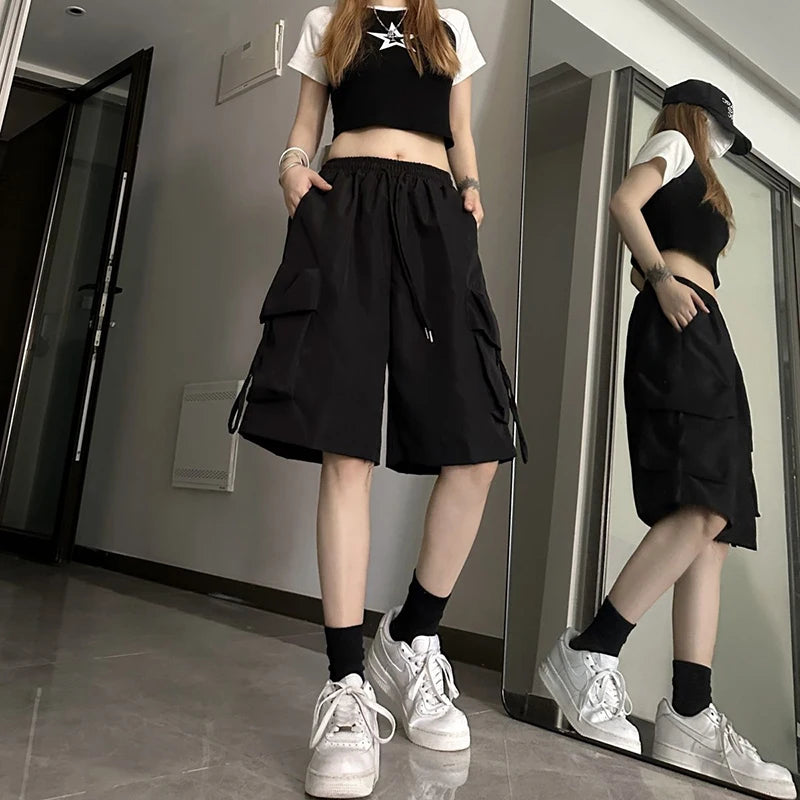 High-Waist Cargo Wide-Leg Pocket Shorts | OWNLUXE