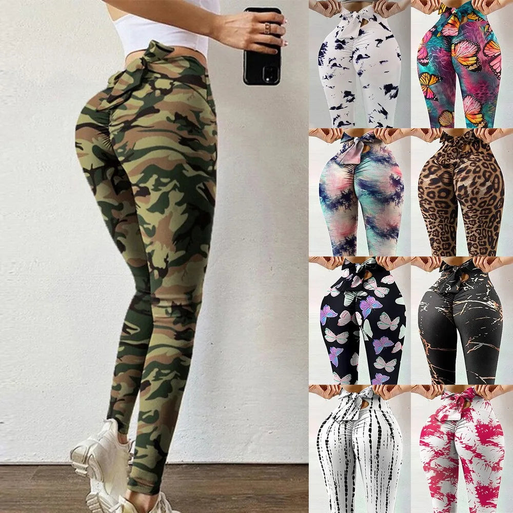 Peach Hip Yoga Leggings – Bow Detail Fitness