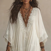 Lace V-Neck Robe | OWNLUXE