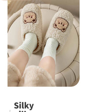Cute Bear Fluffy Slippers – Warm Plush House Shoes