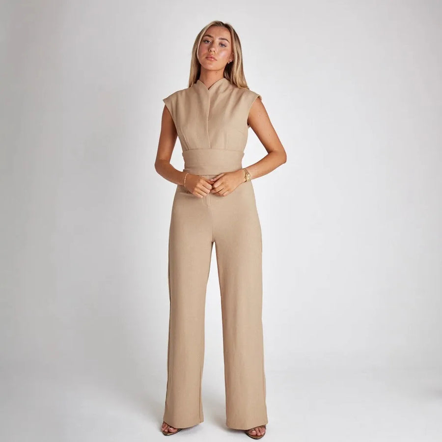 Women's High-Waist Wide-Leg Sleeveless Jumpsuit | OWNLUXE