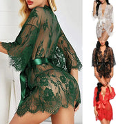 Sheer Lace Robe & Thong Set - Romantic Sleepwear for Women
