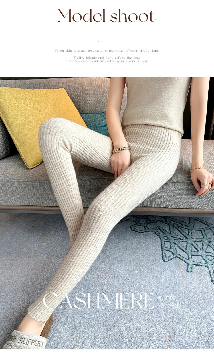 Cashmere Leggings – 100% Merino Wool High Waist
