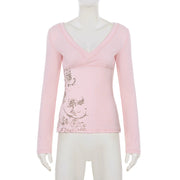 Women's Ribbed Floral Retro T-Shirt | OWNLUXE