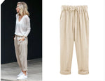 Load image into Gallery viewer, Cotton Linen Pants - Elastic Waist Ankle Length Casual Trousers
