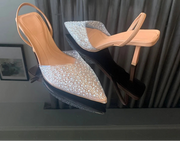 Women’s Crystal Slingback Heels with Pointed Toe