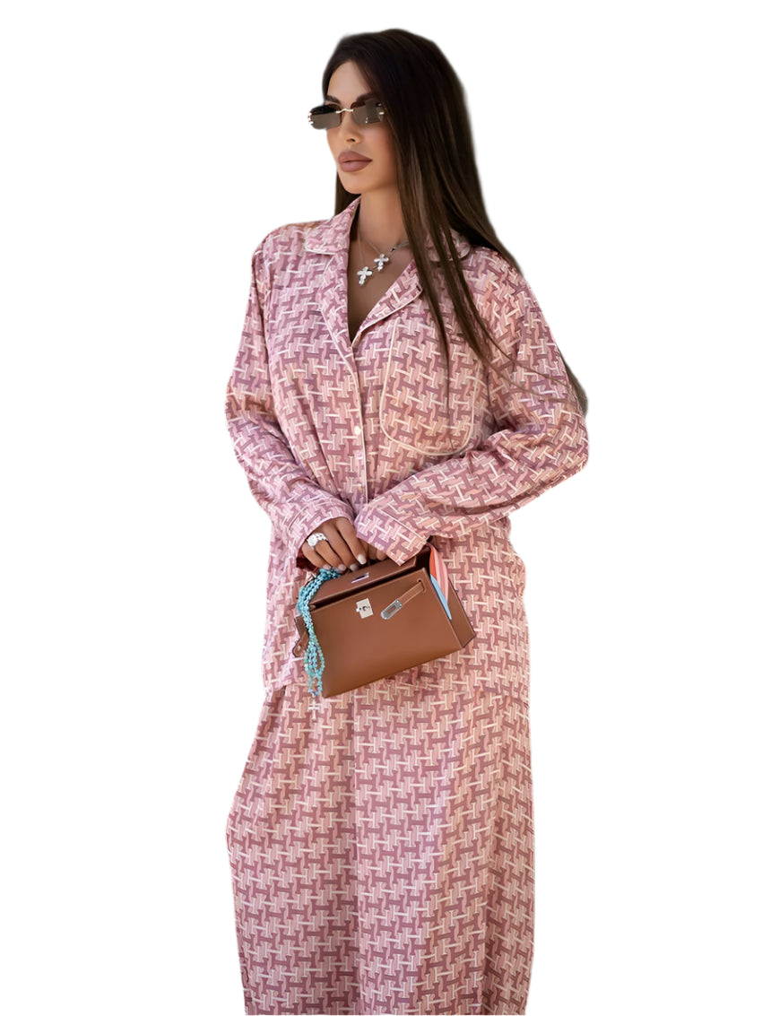 🌸 Printed Two-Piece Set for Women – Loose Blouse &amp; Wide-Leg Pants | 🌸 Ensemble 2 pièces imprimé pour femme – Blouse ample et pantalon large