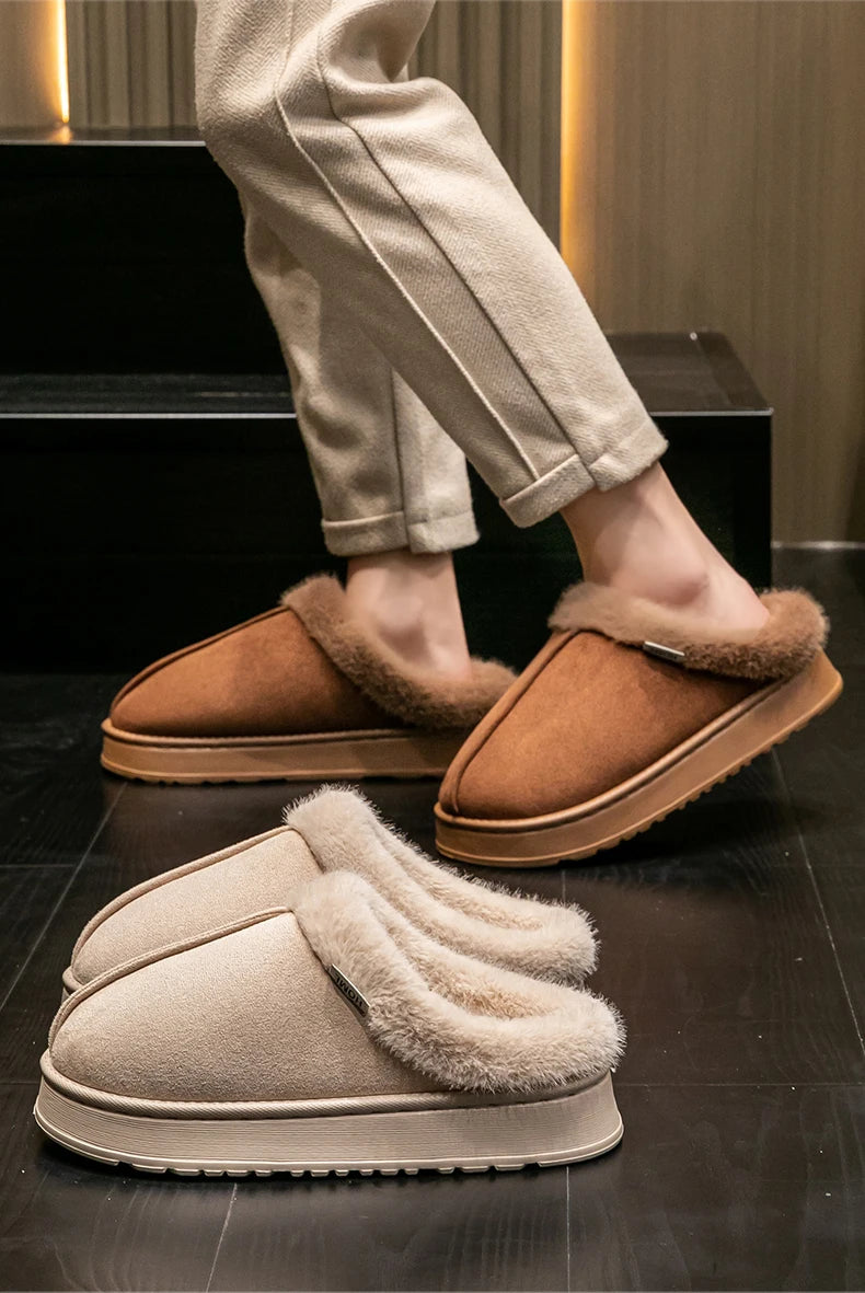 Plush Winter Home Slippers – Unisex Warm Indoor & Outdoor Shoes
