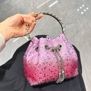 Crystal Bucket Evening Bag (Green Pink) | OWNLUXE