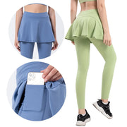 High Waist Sports Skort with Built-In Leggings - Tennis Golf Workout Skirt