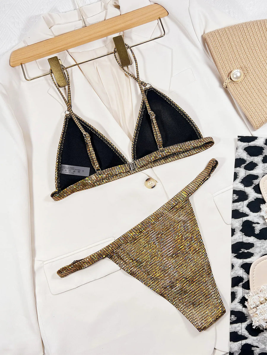 Women's Glitter Gold Bikini | OWNLUXE