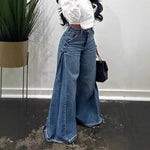 Load image into Gallery viewer, Women's Wide Leg Flare Jeans - Spliced Denim Streetwear Trousers
