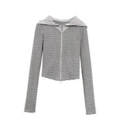Long-Sleeve Striped Zip-Up Hoodie | OWNLUXE
