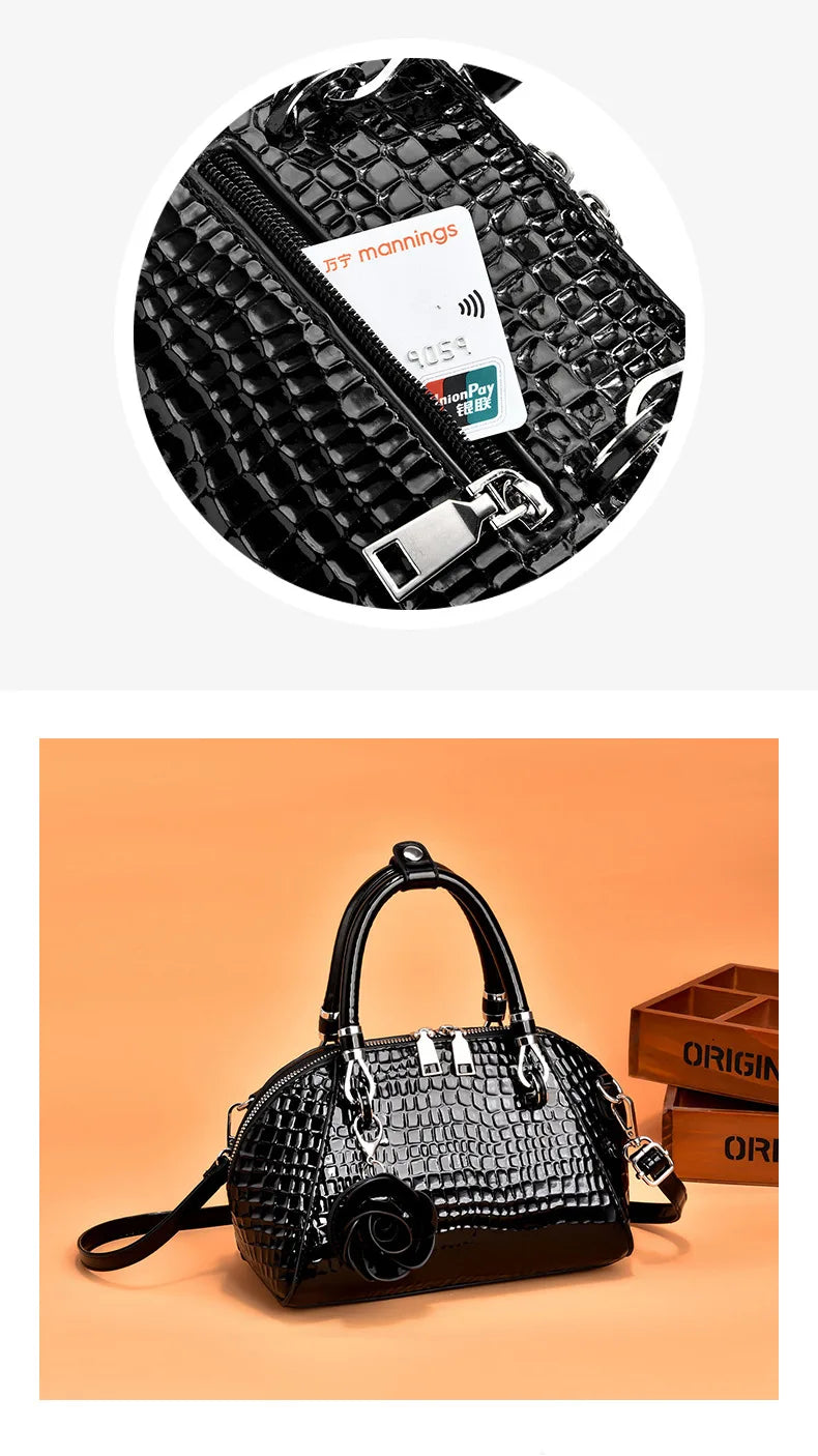 Yellow Crocodile Pattern Tote Bag - Small Shell Messenger
