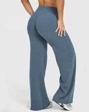 Women's Straight Leg Yoga Pants - Ultra Soft Mid-Waist Sports Trousers