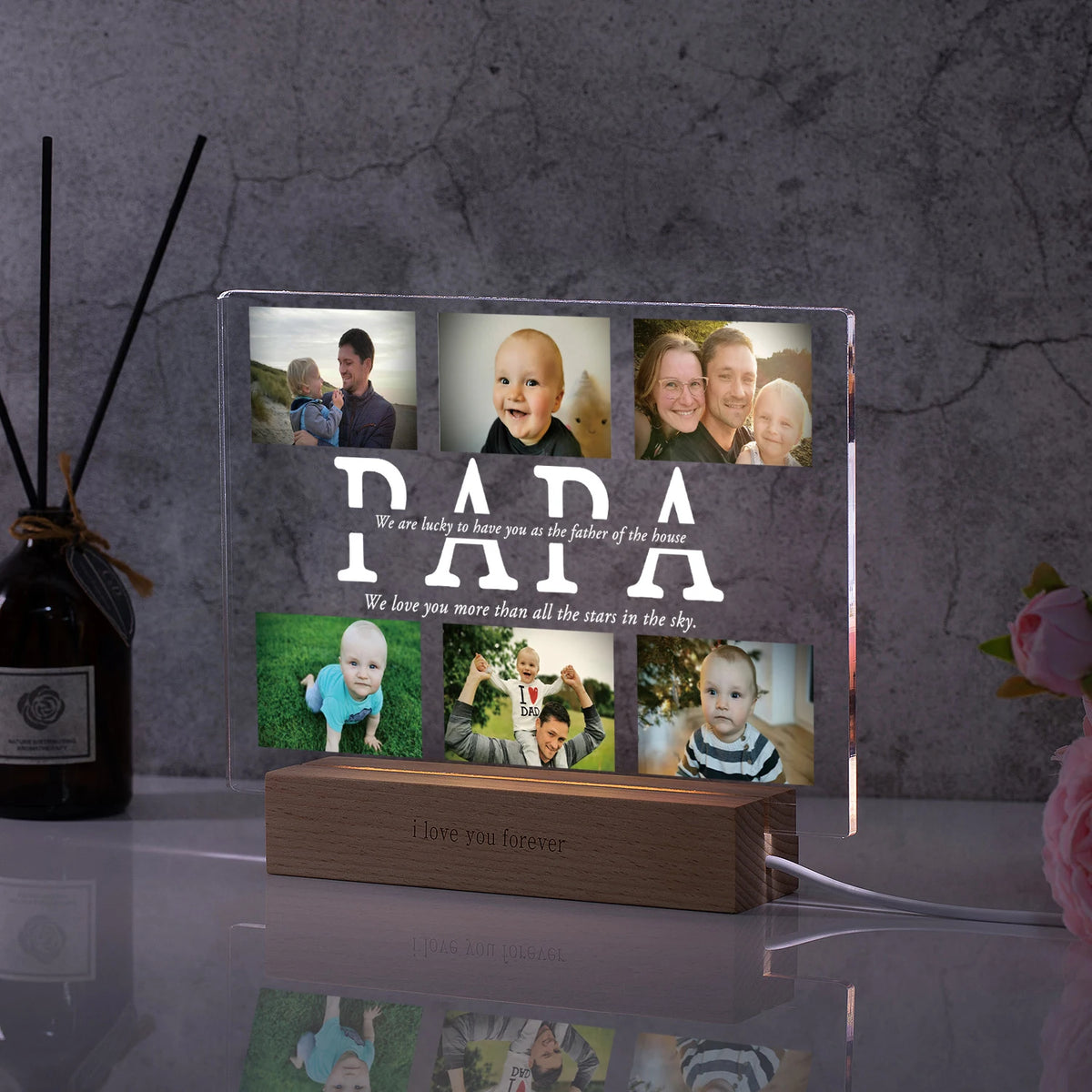 Custom Acrylic Lamp Personalized Photo Text Bedroom | OWNLUXE