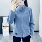 Women's Leopard Print Fleece Jacket – Warm Zipper Coat