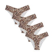 Women's Ice Silk Seamless Bikini Briefs 4-Pack | Leopard Print | OWNLUXE