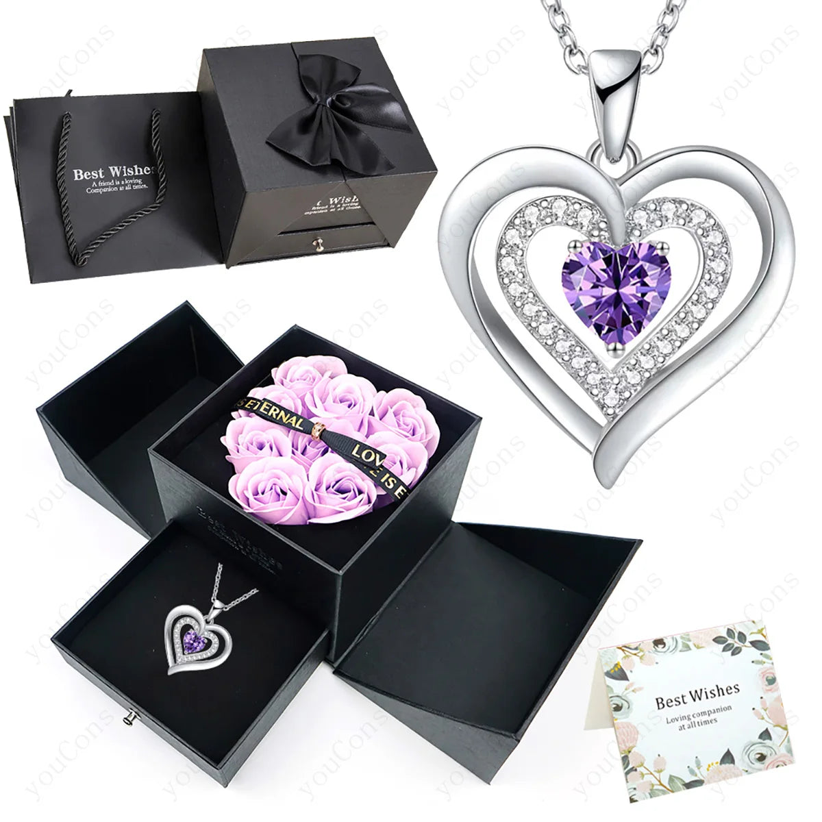 Heart Zircon Pendant Necklace – Comes in Rose Bow Gift Box | OWNLUXE
