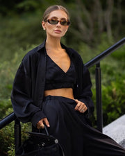 High-Waist Silk Three-Piece Lounge Set – Shop at OWNLUXE