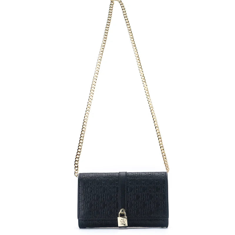 CH Chain Bag - 2025 Monogram Print Shoulder Bag with Lock