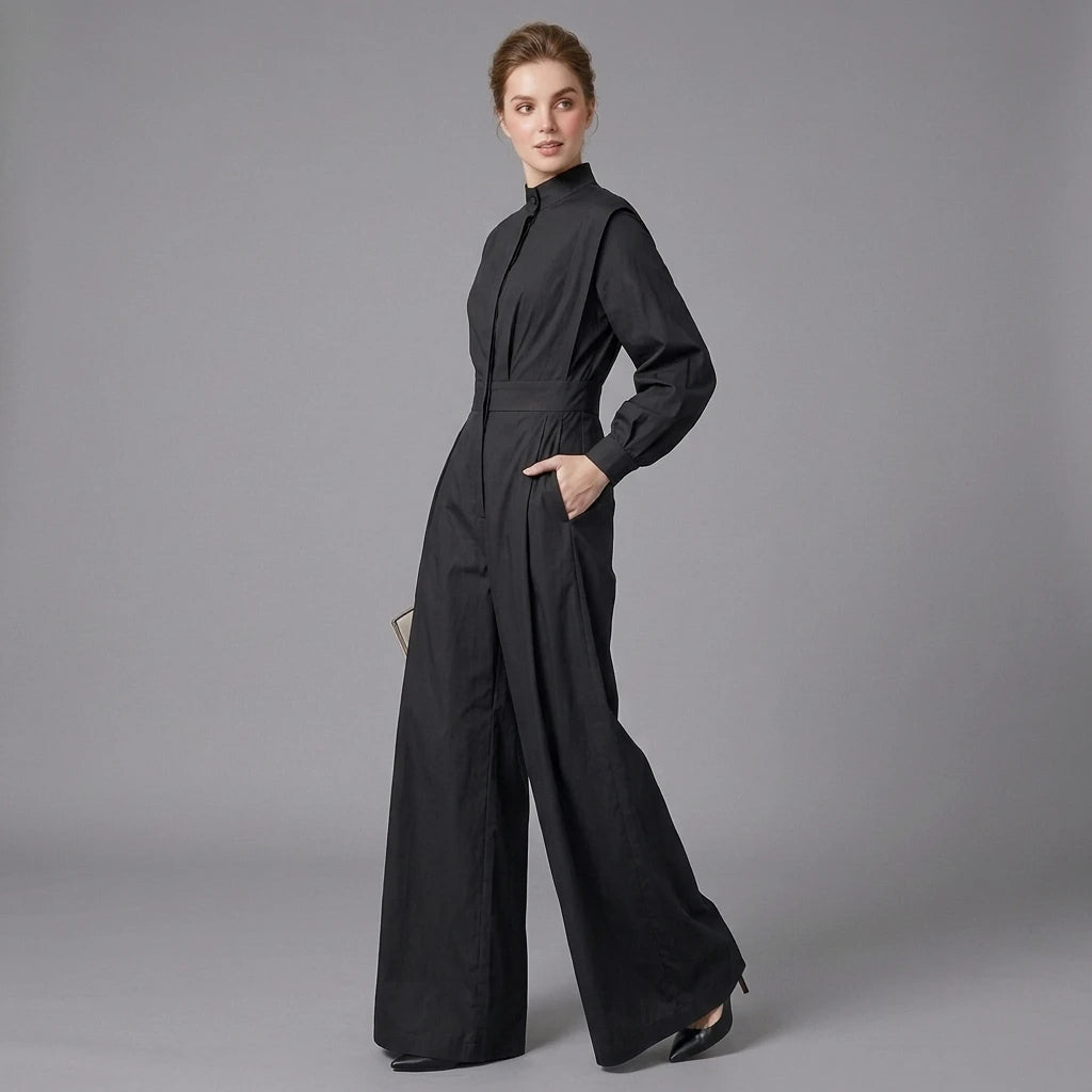 High-Waist Relaxed-Fit Jumpsuit | OWNLUXE
