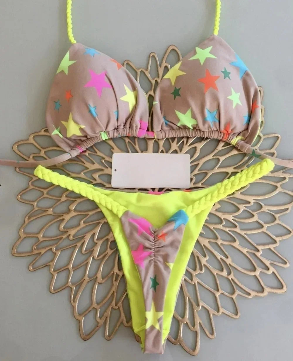 Leopard Print Printed Thong Bikini Set | OWNLUXE