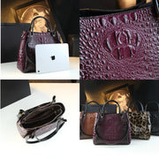 Genuine Leather Crocodile Print Tote - 2025 Trend Bucket Bag