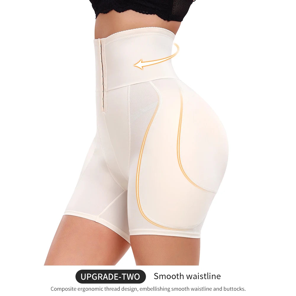 High Waist Compression Belly Shorts with Hooks - Padded Hip Enhancer | OWNLUXE