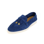 New Women's Round Headed Luxury Casual Shoes with Cashmere Surface Anti Slip Driving Shoes Solid Color Metal Decoration Loafers