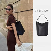 Soft PU Leather Bucket Bag Large Capacity Commuter Shoulder Handbag Lychee Pattern Women's Underarm Female Ladies Versatile