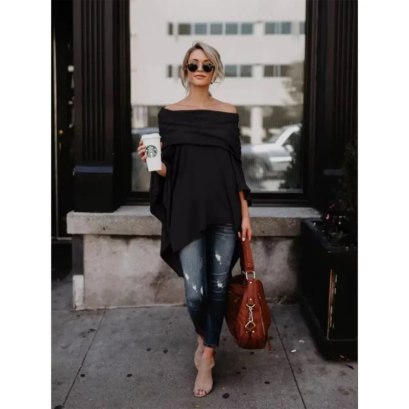 Trendy Off-Shoulder Loose Fit Top – Stylish & Comfortable
